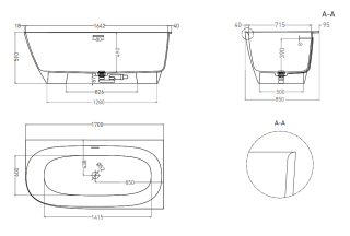 Ванна из искусственного камня Salini Sofia Corner R S-Stone 102524MRH 170x85см RAL снаружи